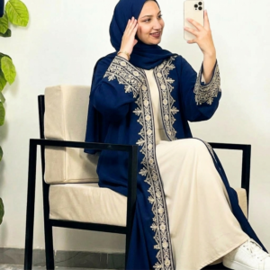 Abaya Open-Front "Lina" avec Broderies